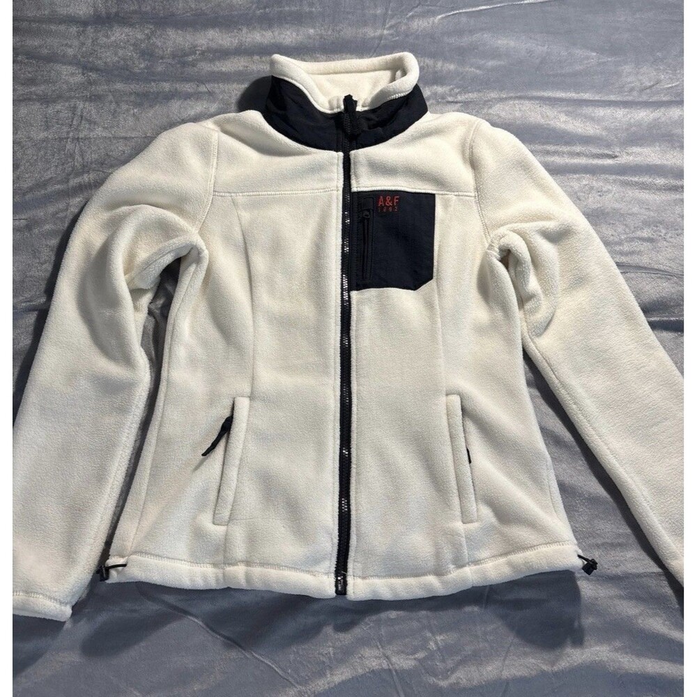 Abercrombie & Fitch Women's Fleece Full Zip Jacket Size Medium White